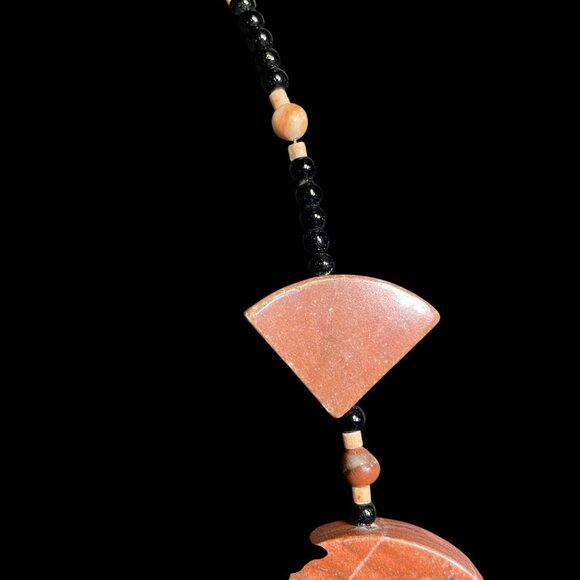 Handmade Red Jasper Black Bead Tribal Necklace Geometric Stone Jewelry Gift - Picture 4 of 9